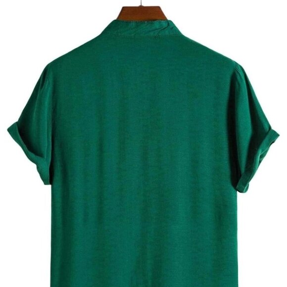 Casual Green Men's Collared Shirt - Picture 3 of 6